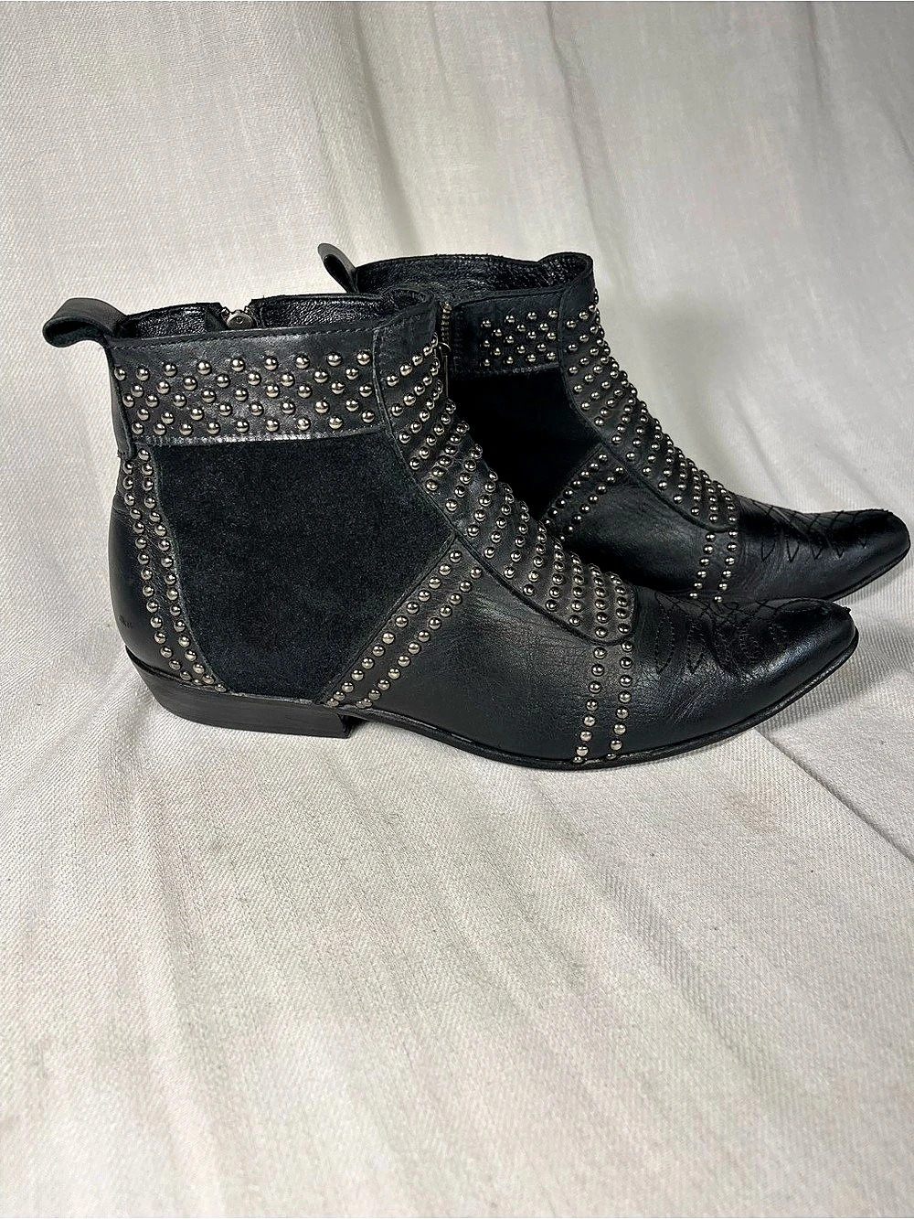 Anine Bing Studded Ankle Boots Black